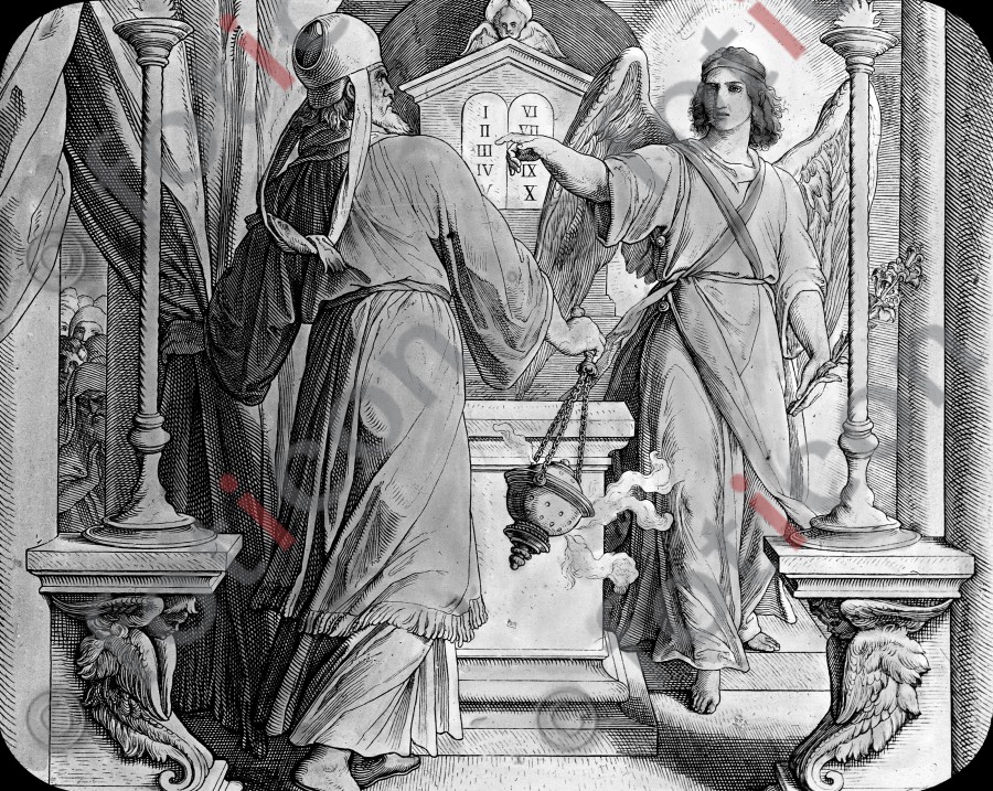 Verkündigung an Zacharias | Annunciation to Zacharias - Foto foticon-simon-043-sw-001.jpg | foticon.de - Bilddatenbank für Motive aus Geschichte und Kultur